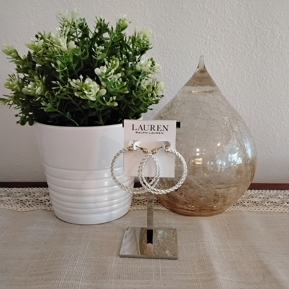 Ralph Lauren Twisted Two Tone Hoop Earrings - Picture 2 of 5